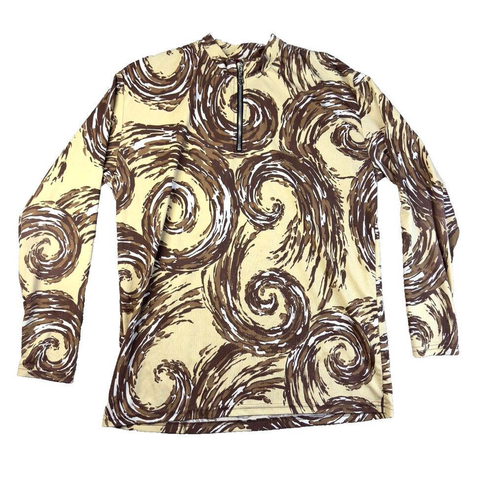 Red Ox Pullover Mens Large Brown Western Abstract Long Sleeve 1/4 Zip Vintage
